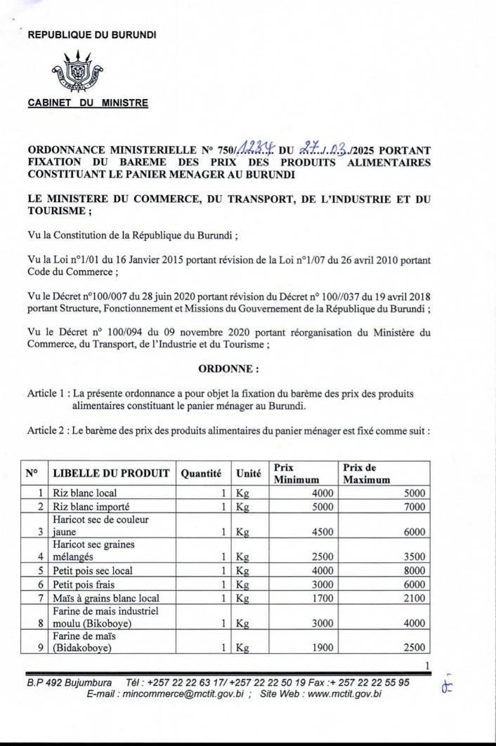 ODDNewsBurundi's tweet image. 📣🍅 Pour réguler la plus forte hausse des #prix des denrées alimentaires sur le marché, @MinCommerce fixe le barème à suivre selon chaque produit : 
#faim #ODD1 #ODD2