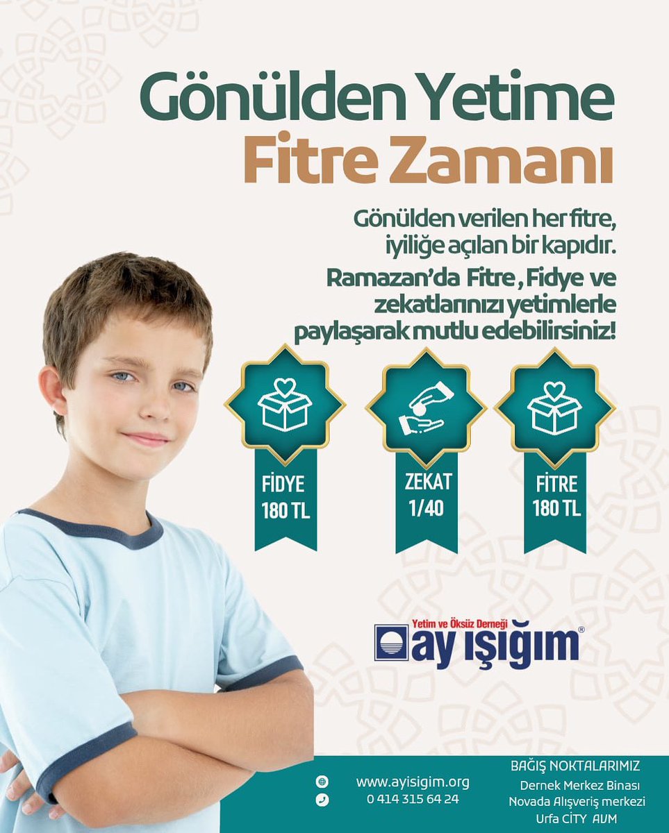 Gönülden Yetime Fitre Zamanı.

Gönülden Verilen Her Fitre İyiliğe Açılan Bir Kapıdır .
Ramazan’da Fitre ,Fidye ve Zekatlarınızı Yetimlerle Paylaşarak Mutlu Edebilirsiniz. <a href="/AYISIGIM6363/">AYIŞIĞIM YETİM VE ÖKSÜZ DERNEĞİ</a> <a href="/CiftciNail/">mehmet nail ciftci</a> <a href="/FeridunMalay/">Feridun Malay</a> <a href="/ylmzvedat/">Psk Vedat Yılmaz</a> <a href="/GokhanSaygan/">Gökhan Saygan</a>