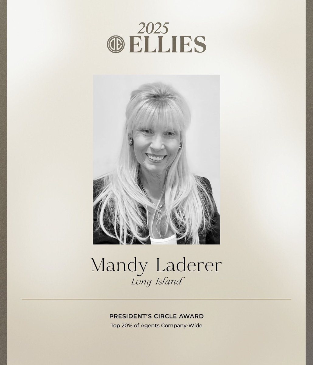 I am proud and honored to share that I have been recognized  with the President’s Circle at the 2025 Ellie Awards, celebrating Douglas Ellimans top agents and teams  from across the country. Thanks to all my amazing clients!