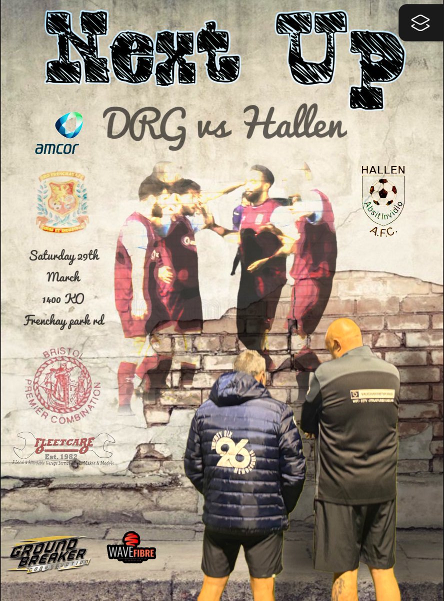 Next up for the DURGE 💜💙
We host @AfcHallenres this weekend at Frenchay park road in a top of the table clash! 
Come and support the lads!!! 
Reserves will be away vs <a href="/LongwellGreenB/">Longwell Green Sports B</a> in there second to last game of the season! 
#upthedurge