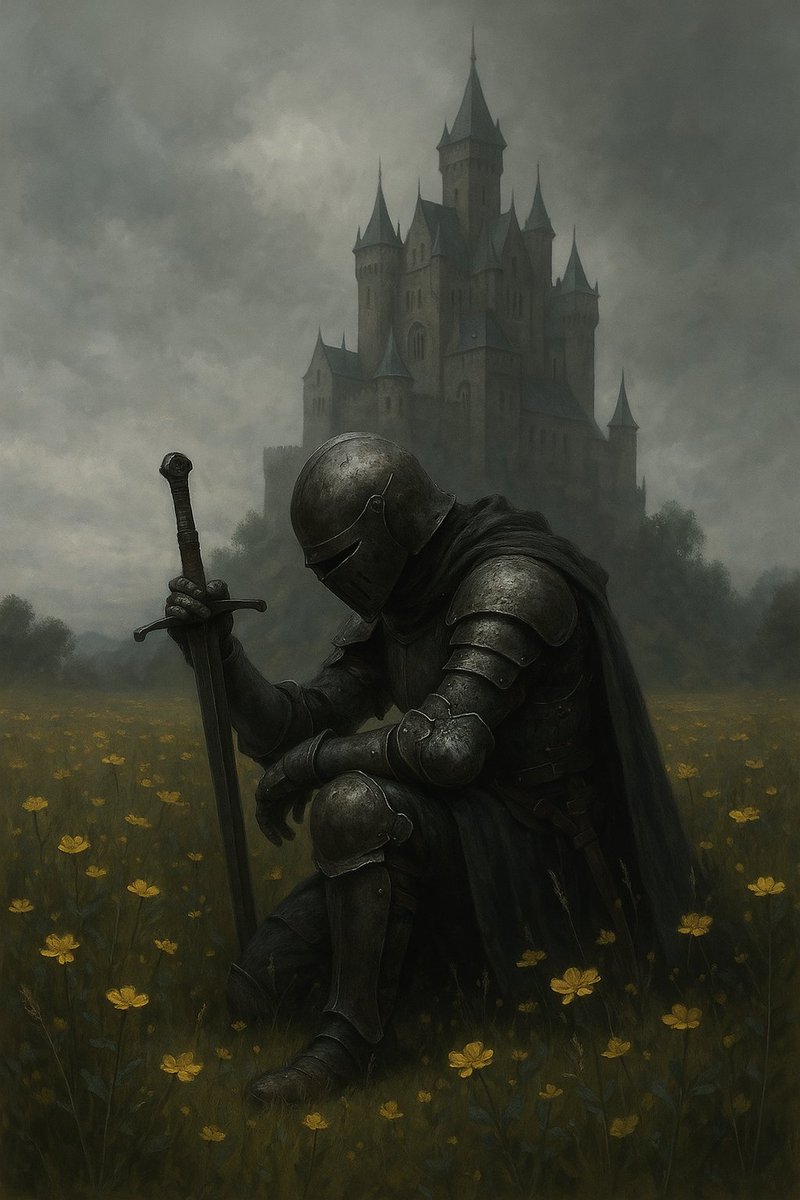 lykyor's tweet photo. He sat down to catch his breath.
But the breath never came back.

No enemies. No glory. Only the field and the silence—
where even the wind dares not move the grass.

Here, he is no hero.
Here, he is just the one who remained.
#DarkFantasy #fypシ https://t.co/l8SkVMt2pA