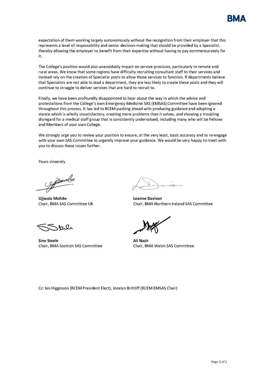 BMA SAS Doctors (@bma_sas) on Twitter photo We have written to <a href="/rcollem/">Royal College of Emergency Medicine</a> to raise concerns about inaccurate and potentially damaging guidance on ‘workforce tiers’ in emergency medicine.
We look forward to working together to ensure the expertise of SAS doctors is properly valued.
Read our letter 👇 We have written to <a href="/rcollem/">Royal College of Emergency Medicine</a> to raise concerns about inaccurate and potentially damaging guidance on ‘workforce tiers’ in emergency medicine.
We look forward to working together to ensure the expertise of SAS doctors is properly valued.
Read our letter 👇