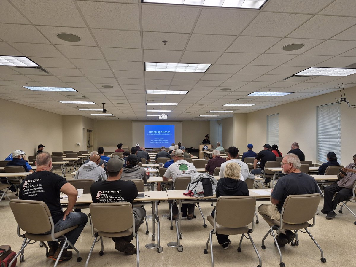 NolaMosquito's tweet photo. We are hosting (with @gnopca) our first Technician and Licensee Recertification of 2025. These classes are held yearly to help PMPs stay up to date with best practices. https://t.co/Id8JD7je3f