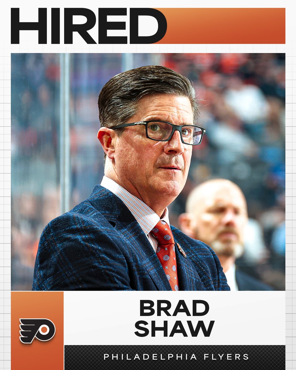 NHL's tweet photo. The @NHLFlyers have announced the hire of Brad Shaw as interim head coach. https://t.co/L8xMCBx3Ft