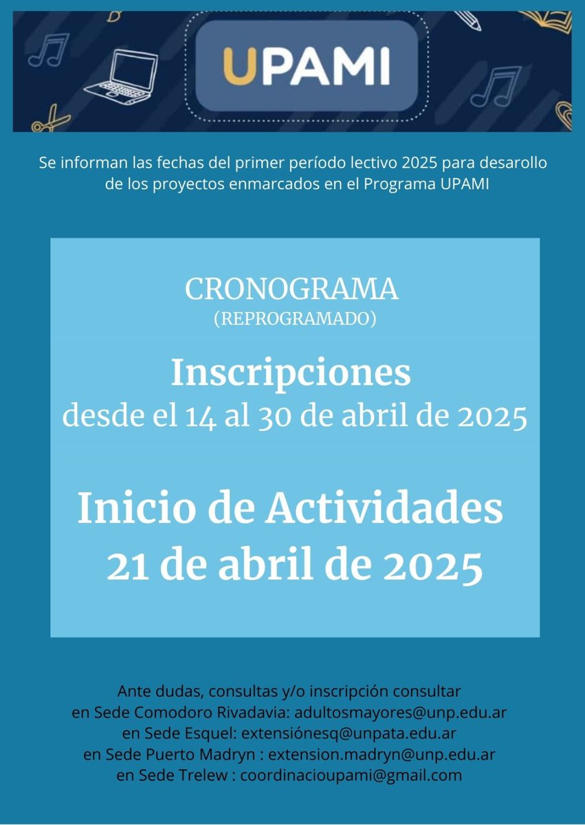 aleseputrelew's tweet photo. En abril se iniciarán los talleres de #Upami, también en la sede Trelew de la @unpsjb_oficial.

Se ofrecerán varias propuestas, entre ellas vuelve el Taller de Radio.🎙️📻 https://t.co/8hBCLPHI2r