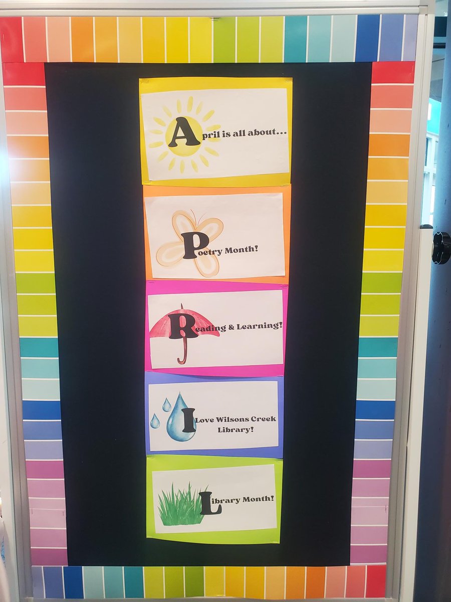 W. Creek Library (@wcreeklibrary) on Twitter photo April is almost here! Get ready to celebrate #SchoolLibraryMonth and #PoetryMonth! 🎉To honor both, we’ve created a special acrostic poem, because what better way to celebrate poetry and libraries than with a little wordplay? <a href="/WilsonsCreekInt/">Wilson's Creek</a> #spslib April is almost here! Get ready to celebrate #SchoolLibraryMonth and #PoetryMonth! 🎉To honor both, we’ve created a special acrostic poem, because what better way to celebrate poetry and libraries than with a little wordplay? <a href="/WilsonsCreekInt/">Wilson's Creek</a> #spslib