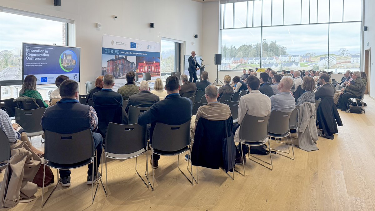 MonaghanCoCo's tweet photo. The Innovation in Regeneration Conference took place at Monaghan Peace Campus this week. We looked at vacancy and dereliction in our urban towns and what we can do to change this.
🌱🏘️ #Regeneration #Sustainability #UrbanRevival #CrossBorderCollaboration https://t.co/I1ikelpBjG