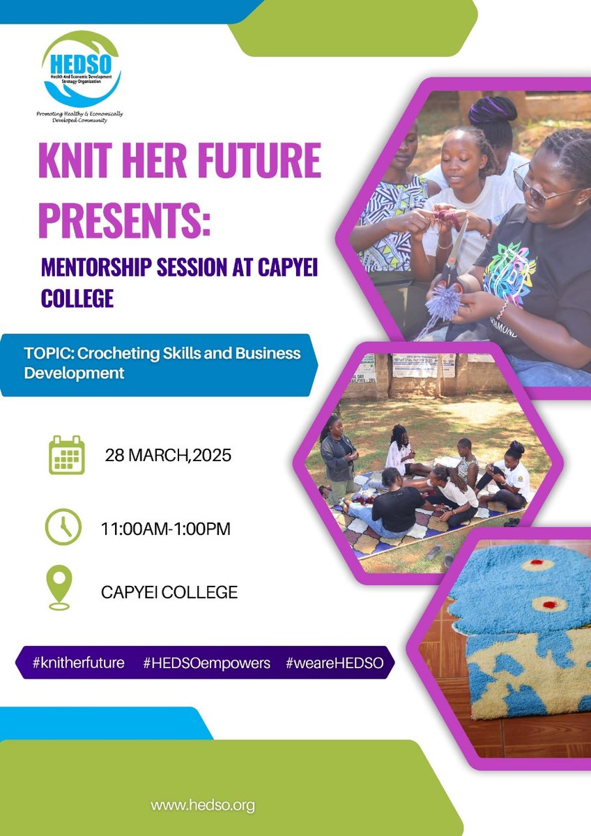 HEDSOorg's tweet photo. Are you passionate about crocheting or eager to turn your creative skills into a business? Don't miss out on an exciting  mentorship session  brought to you by  HEDSO’s Knit Her Future initiative  at  Capyei College

#KnitHerFuture #HEDSOEmpowers #WeAreHEDSO https://t.co/RmDdCTujec