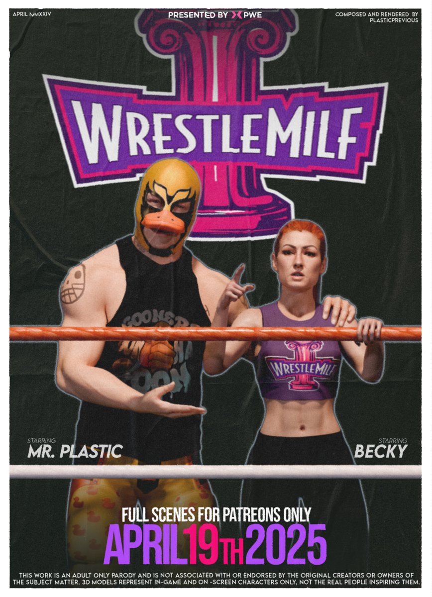 𝘈𝘙𝘌 𝘠𝘖𝘜 𝘙𝘌𝘈𝘋𝘠, 𝘗𝘞𝘌 𝘜𝘕𝘐𝘝𝘌𝘙𝘚𝘌?

𝗪𝗥𝗘𝗦𝗧𝗟𝗘𝗠𝗜𝗟𝗙 𝗜 will be featuring the Man herself, 𝗕𝗲𝗰𝗸𝘆!

3+ minutes of spicy actions will be live on April 19th 𝘧𝘰𝘳 𝘢𝘭𝘭 𝘗𝘢𝘵𝘳𝘦𝘰𝘯𝘴 𝘮𝘦𝘮𝘣𝘦𝘳 𝘰𝘯𝘭𝘺