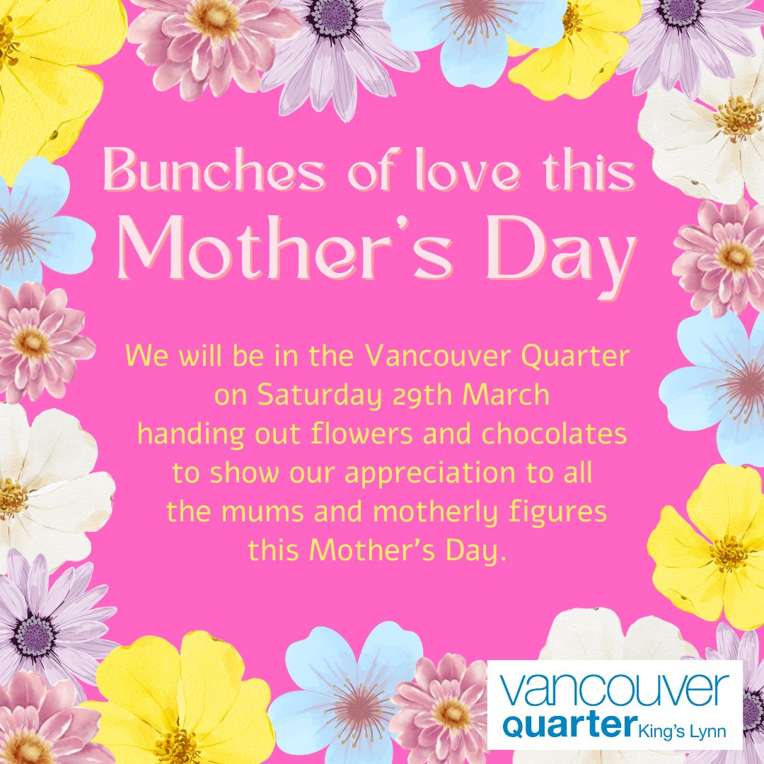 💐 BUNCHES OF LOVE THIS MOTHER'S DAY💐
We will be in the Vancouver Quarter this Saturday 29th March, handing out some beautiful bouquets of flowers and tasty chocolates at random to show our appreciation to all the mums and motherly figures this Mother’s Day! 

#vancouverquarter