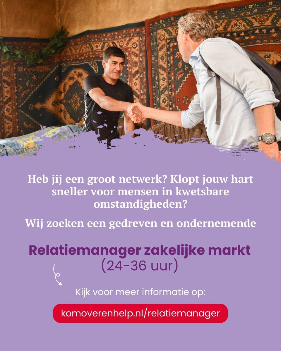 Ben jij een echte ondernemer? Klopt jouw hart sneller voor mensen die leven in kwetsbare omstandigheden? Dan is de functie RELATIEMANAGER ZAKELIJKE MARKT misschien wel iets voor jou!

Kijk voor meer informatie over deze betekenisvolle baan op komoverenhelp.nl/relatiemanager