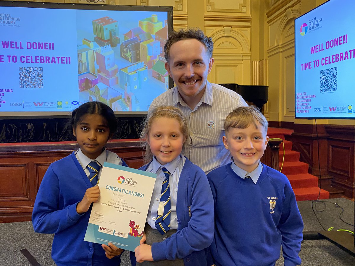 Highly Commended at todays Dragons Den St Michael’s and <a href="/OLRprimary/">OLR Primary & Nursery</a> <a href="/SEA_Edu/">Social Enterprise Academy Schools</a> <a href="/GlasgowHousing/">Wheatley Homes Glasgow</a> <a href="/GlasgowSEN/">Glasgow Social Enterprise Network</a> <a href="/GlasgowCC/">Glasgow City Council</a> <a href="/OurVoiceGSF/">OurVoice@GlasgowSchoolsForum</a> <a href="/EdISGlasgow/">EdIS Glasgow</a> <a href="/TBF_Glasgow/">Towards Better Futures</a> #GlasgowDD