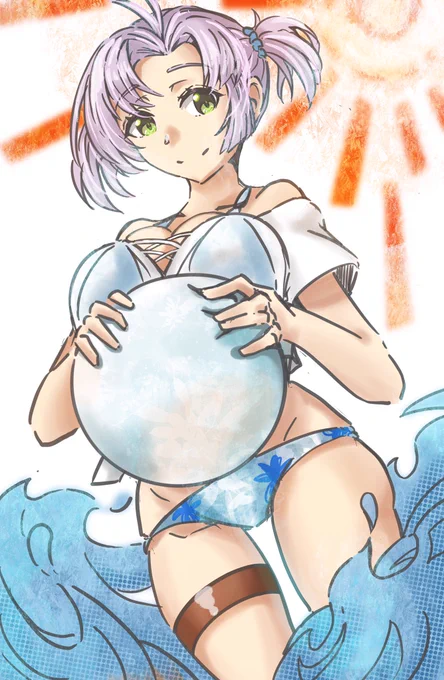衣笠、いつでも水着は良いものだ!#艦これ版深夜の真剣お絵描き60分一本勝負 #艦これ版真剣お絵描き60分一本勝負_20250327 
