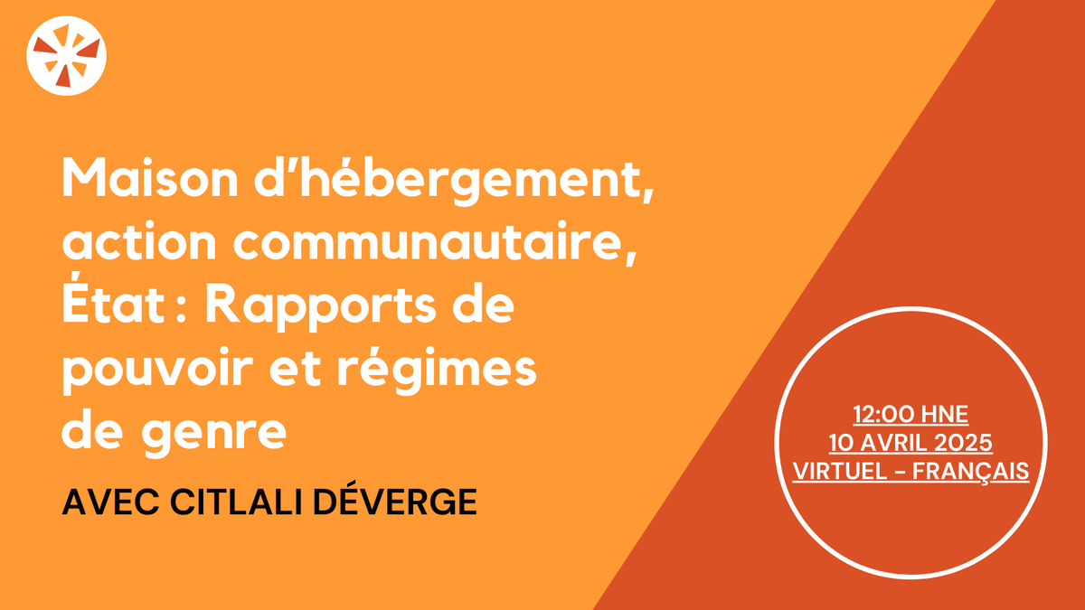 Comment la relation entre les centres d'hébergement pour femmes et l'Etat affecte-t-elle les missions et les services des centres? Citlali Déverge réfléchit à cette question dans notre prochain colloque.

💡Joignez-nous le 10 avril : uottawa-ca.zoom.us/meeting/regist…