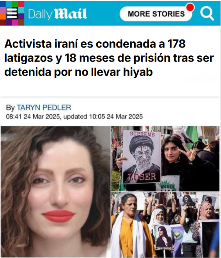 ACOM_es's tweet image. 🤫Una mujer en Irán recibe 178 latigazos por no llevar el velo islámico: SILENCIO absoluto de las feministas de cartón-piedra, las miserables @IreneMontero , @Yolanda_Diaz_ , @ionebelarra , @_anaredondo_ , @sirarego, @Monica_Garcia_G y el @PSOE , @sumar y @podemos al completo,…