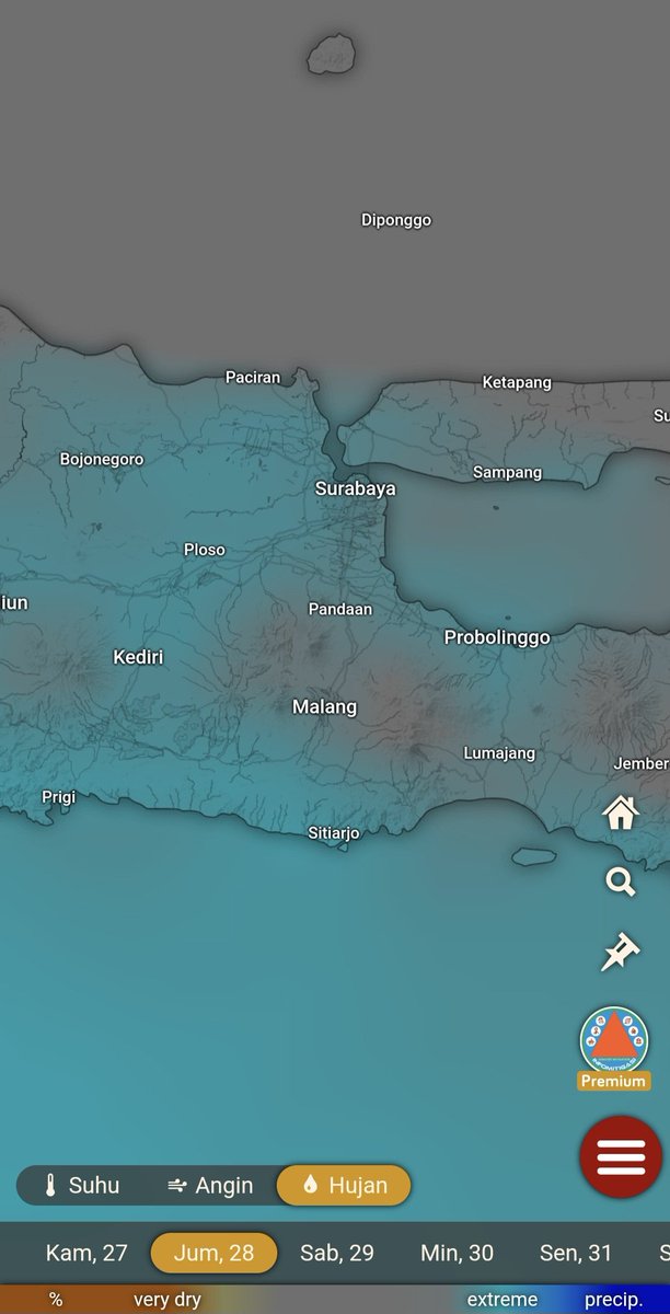 infomitigasi's tweet photo. Berikut kami sampaikan peta prakiraan wilayah yang berpotensi untuk terjadj hujan lebat pada esok, Jum'at  28/03/2025. Jawa Tengah dan Jawa Timur adalah Wilayah dengan probabilitas tinggi terjadi hujan lebat. Keep Safe Everyone..🙏 https://t.co/Tr9FxY5c27