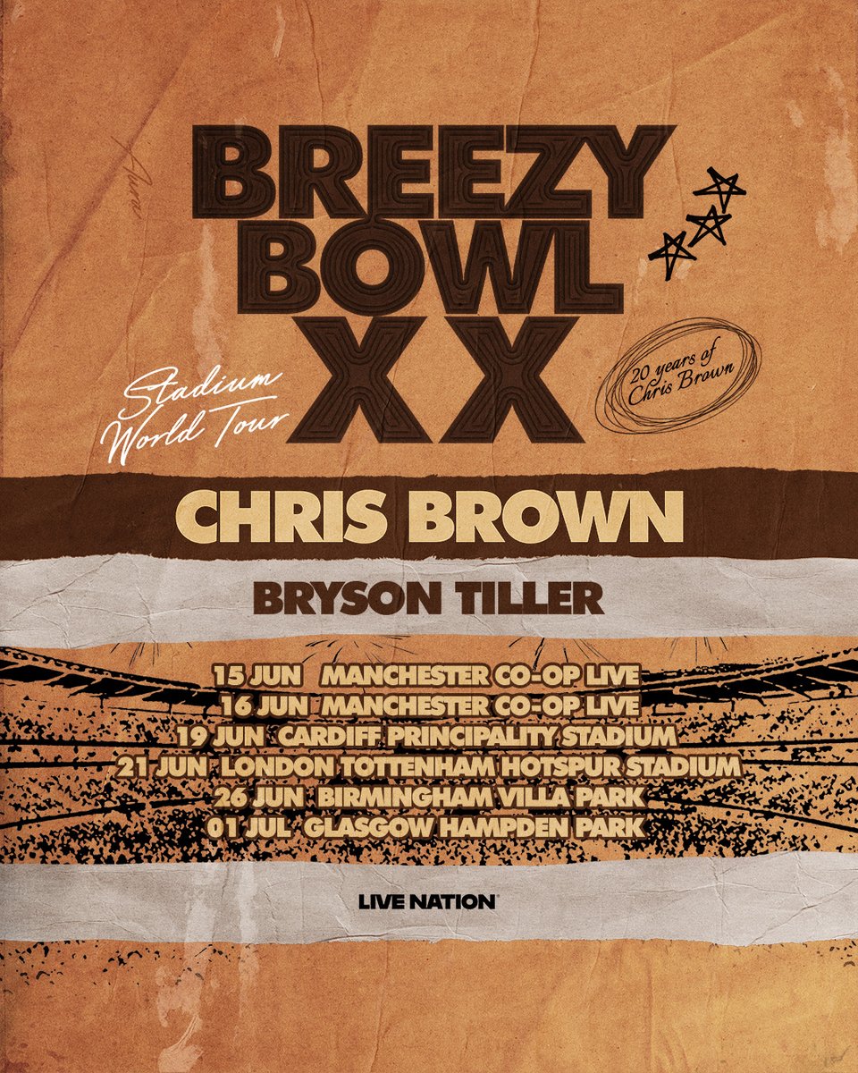 Principality Stadium (@principalitysta) on Twitter photo Chris Brown’s <a href="/chrisbrown/">Chris Brown</a> Breezy Bowl XX World Tour comes to Principality Stadium on June 19th 2025
Tickets are on general sale Thursday, April 3rd, at 10 am. Chris Brown’s <a href="/chrisbrown/">Chris Brown</a> Breezy Bowl XX World Tour comes to Principality Stadium on June 19th 2025
Tickets are on general sale Thursday, April 3rd, at 10 am.