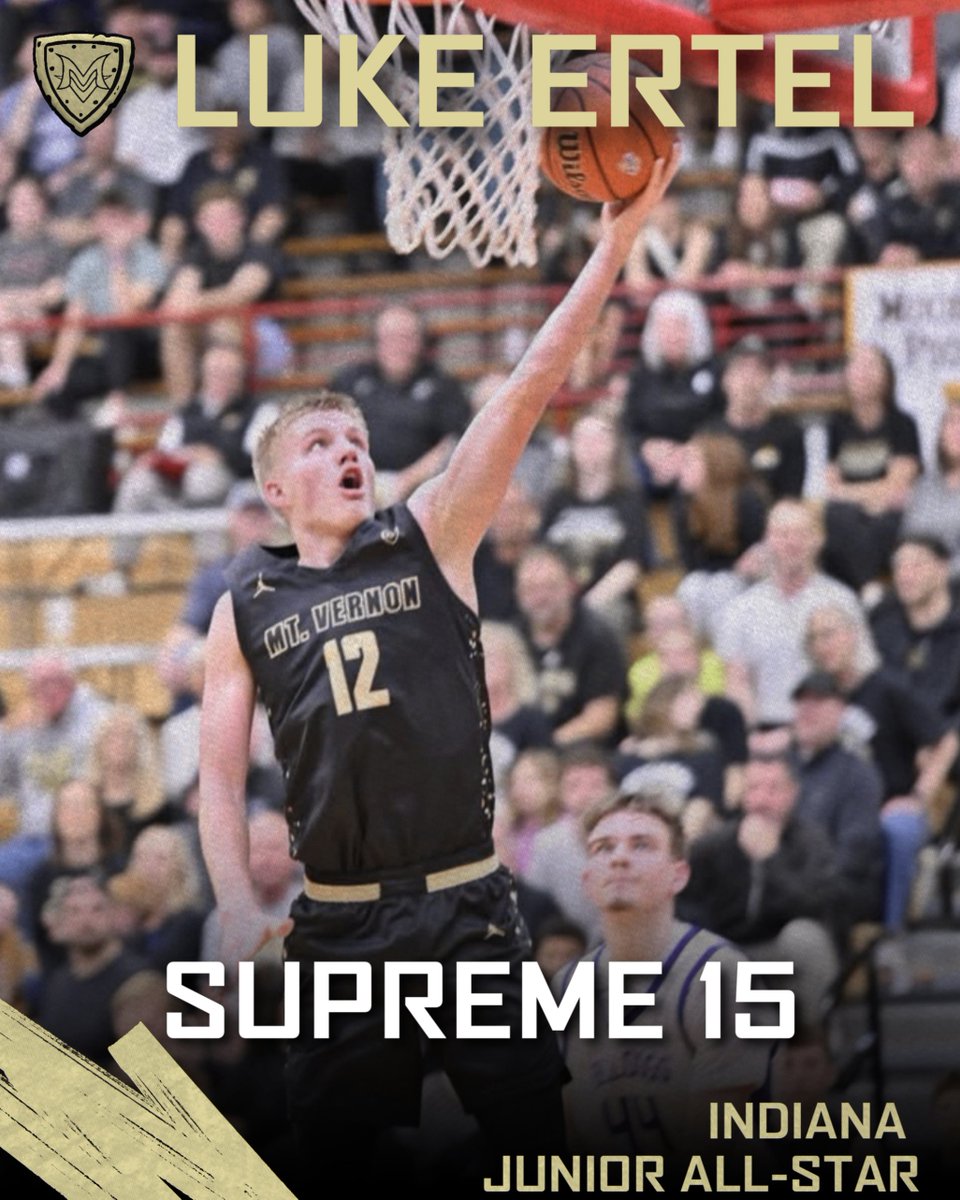 Mt. Vernon Athletics (@mvmarauders) on Twitter photo Congrats to <a href="/ErtelLuke/">Luke Ertel</a> on being named to the Supreme 15 Junior All-Stars by the IBCA!
#DTS Congrats to <a href="/ErtelLuke/">Luke Ertel</a> on being named to the Supreme 15 Junior All-Stars by the IBCA!
#DTS