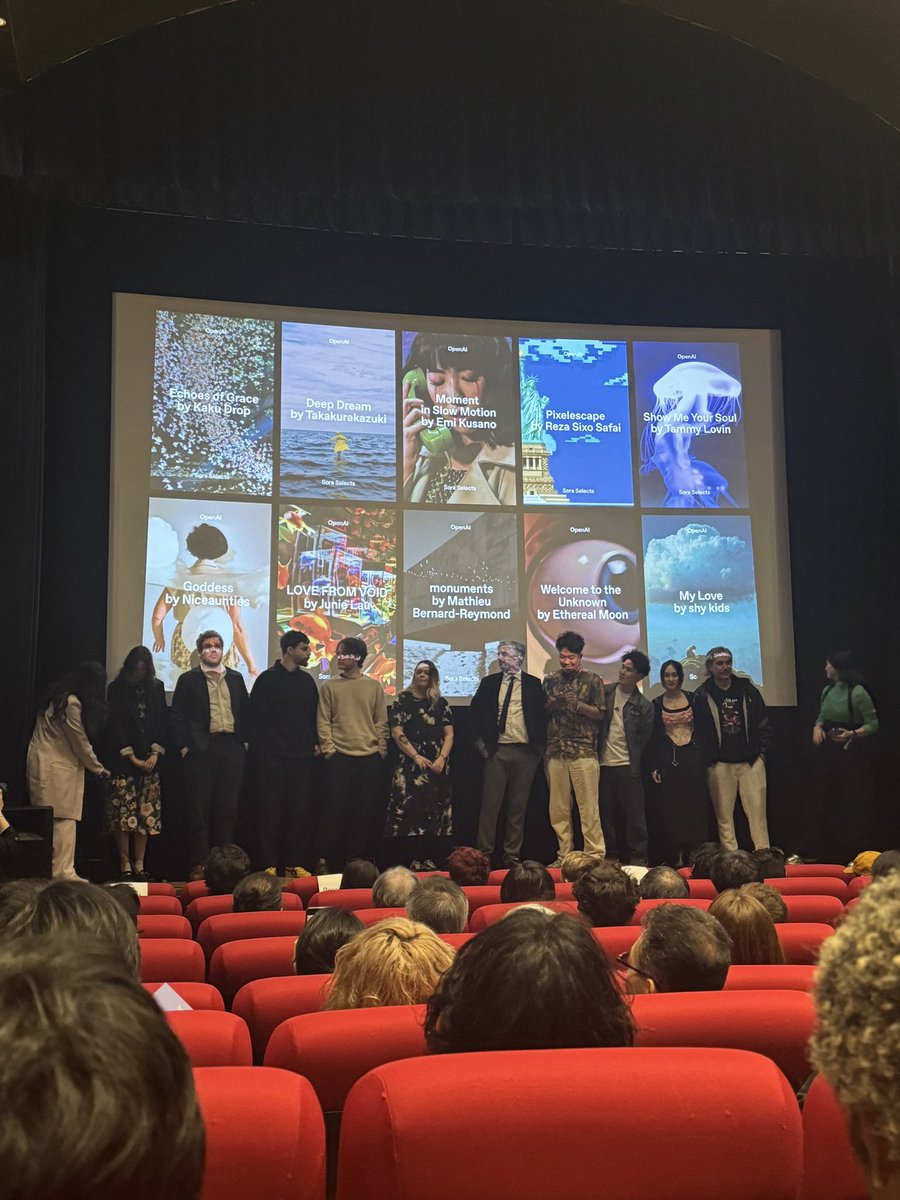 Tonight in Tokyo 💚 
So grateful to be here. Thank you <a href="/OpenAI/">OpenAI</a> 
With <a href="/rezawrecktion/">Reza Sixo Safai</a> <a href="/LeMoonSynth/">Le Moon</a> Junie Lau, photos by <a href="/sheldrick_ai/">Sheldrick</a>