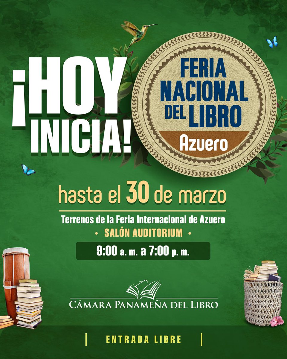 ¡Llegó el día esperado!  𝐇𝐨𝐲 𝐢𝐧𝐢𝐜𝐢𝐚 𝐥𝐚 𝐅𝐞𝐫𝐢𝐚 𝐍𝐚𝐜𝐢𝐨𝐧𝐚𝐥 𝐝𝐞𝐥 𝐋𝐢𝐛𝐫𝐨 en Azuero. Ven y disfruta de un mundo lleno de historias, cultura y aprendizaje.