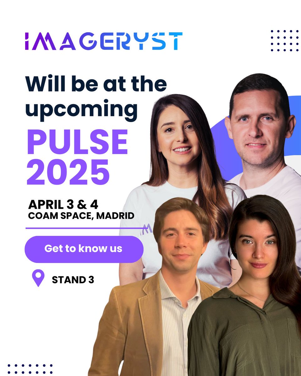 Imageryst (@imageryst) on Twitter photo 🌱 See you at #Pulse by <a href="/rated_power/">RatedPower</a>! 🔋
On April 3rd & 4th, 2025, we’ll be at COAM Space, Madrid, taking part in the annual conference that brings together renewable energy professionals to discuss the challenges and opportunities of the enery transition. 🌱 See you at #Pulse by <a href="/rated_power/">RatedPower</a>! 🔋
On April 3rd & 4th, 2025, we’ll be at COAM Space, Madrid, taking part in the annual conference that brings together renewable energy professionals to discuss the challenges and opportunities of the enery transition.