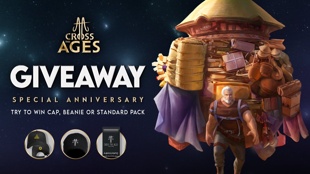 Cross The Ages (@crosstheages) on Twitter photo To celebrate 2 years of the CTA TCG, we’re giving away exclusive merch & collector items!
🎁 Win a Cap, a Beanie or a Standard Pack S01 !
(13 winners selected)
To enter:
1️⃣ Follow <a href="/CrossTheAges/">Cross The Ages</a>
2️⃣ RT this post
3️⃣ Comment “Happy Birthday #CTATCG"
Enter until Wednesday, April To celebrate 2 years of the CTA TCG, we’re giving away exclusive merch & collector items!
🎁 Win a Cap, a Beanie or a Standard Pack S01 !
(13 winners selected)
To enter:
1️⃣ Follow <a href="/CrossTheAges/">Cross The Ages</a>
2️⃣ RT this post
3️⃣ Comment “Happy Birthday #CTATCG"
Enter until Wednesday, April