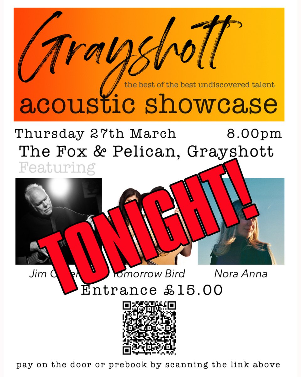 Come join us this evening at The Fox and Pelican for the Grayshott Acoustic Showcase.

We'd love to see you there ☺️🎶