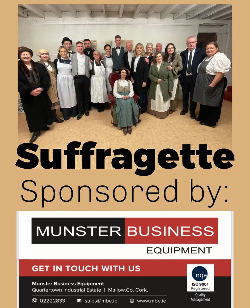 🎬Film Sponsor Annoucement🎬 A huge thank you to Munster Business Equipment for sponsoring Suffragettes! Based in Mallow, Co. Cork, <a href="/Kanturk_AFC/">Kanturk AFC Official</a> <a href="/colaistetreasa/">Coláiste Treasa</a> <a href="/johnpauloshea1/">John Paul O'Shea TD</a> <a href="/KanturkGAA/">Kanturk GAA</a> <a href="/kanturkrugby/">Kanturk RFC</a> <a href="/mmoynihantd/">Michael Moynihan TD</a> <a href="/SNPKanturk/">Scoil Naomh Pádraig Kanturk</a>