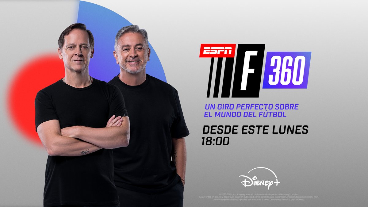 ESPN Argentina (@espnargentina) on Twitter photo 😍 ¡DESDE ESTE LUNES, #ESPNF360!
👉 Con la conducción de <a href="/matiasmartin/">Маtias Martin</a> y <a href="/PabloGonzalez/">PabloGonzález</a>, preparate para disfrutar todo el fútbol sudamericano y europeo desde una mirada distinta y divertida.
⌚ 18:00 hs 😍 ¡DESDE ESTE LUNES, #ESPNF360!
👉 Con la conducción de <a href="/matiasmartin/">Маtias Martin</a> y <a href="/PabloGonzalez/">PabloGonzález</a>, preparate para disfrutar todo el fútbol sudamericano y europeo desde una mirada distinta y divertida.
⌚ 18:00 hs