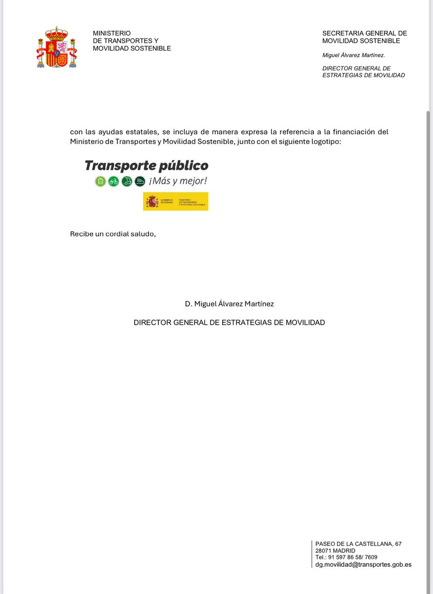 Nos hemos dirigido formalmente a la Comunidad de Madrid para que cumpla con la legalidad en relación con las comunicaciones que hagan respecto de la gratuidad del transporte público para menores de 15 años, que financia íntegramente el gobierno de España.