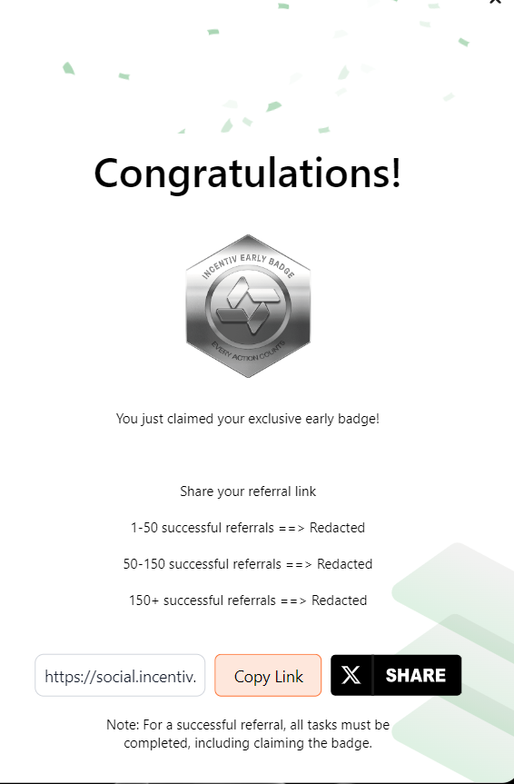 gollerartem33's tweet photo. Claimed my Early Badge from @Incentiv_net. Testnet is Coming Soon. 
🟢Head to https://t.co/FkM5I10gut 
🟢Complete the tasks
🟢Claim your Badge and share it on X https://t.co/lCiWEnTY0W