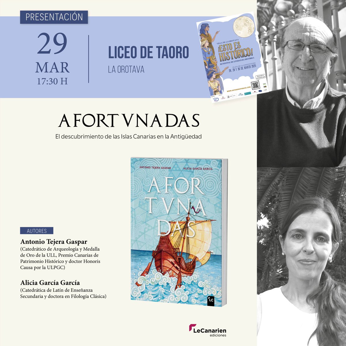 EL SÁBADO, EN LA OROTAVA

Recuerda que este sábado nos vemos en el Liceo de Taoro para hablar del descubrimiento de Canarias por parte del Imperio Romano. ¡No te lo puedes perder!

LIBRO: lecanarienediciones.com/inicio/324-afo…