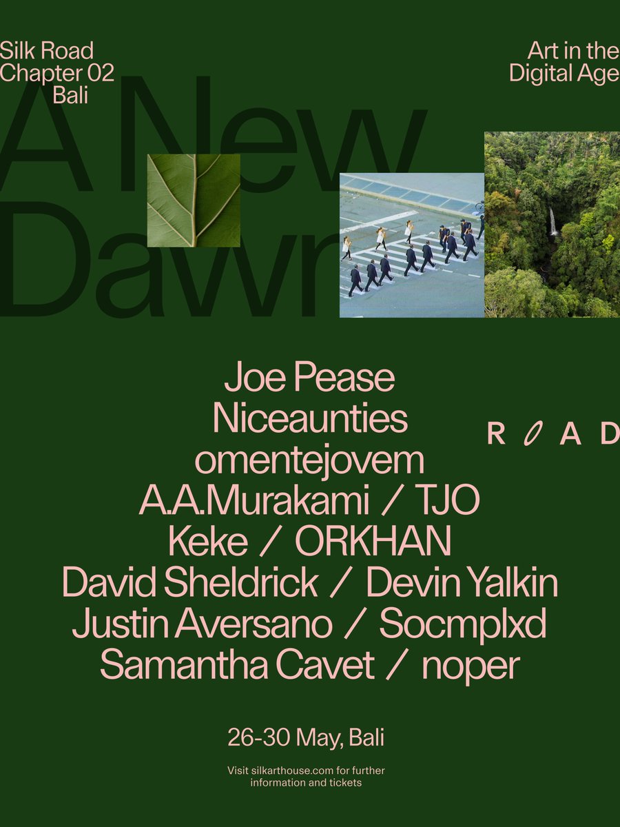 🌾We’re two months away from
𝗦𝗶𝗹𝗸 𝗥𝗼𝗮𝗱 𝗖𝗵𝗮𝗽𝘁𝗲𝗿 𝟬𝟮 / 𝗕𝗮𝗹𝗶, May 26–30 2025

A five-day gathering where art, technology and culture converge.

Ticket sale is live here: lu.ma/silkroadbali?t… 

See you there?🌾