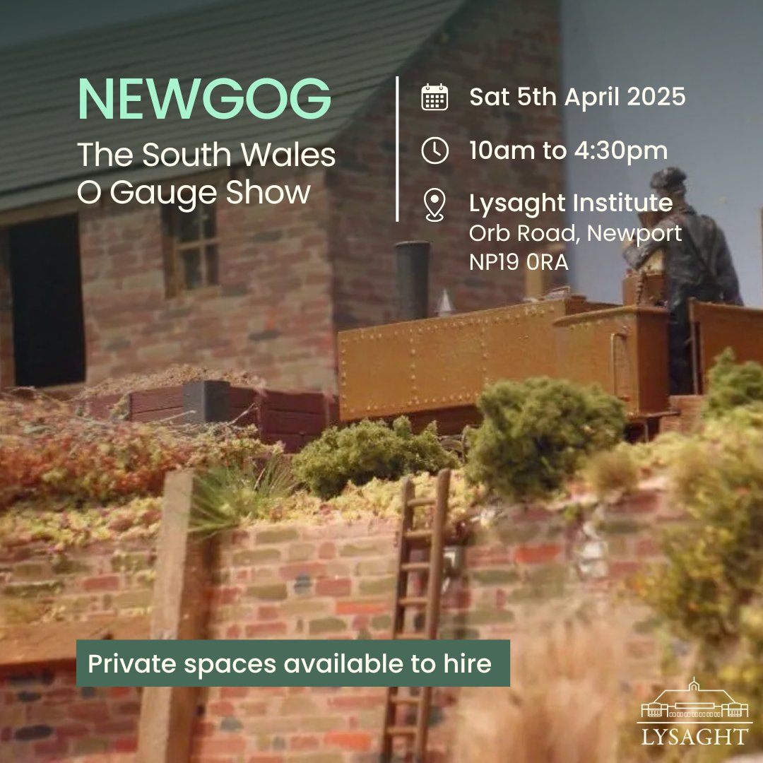 Come along to the The South Wales 0 Gauge Show. on Saturday 5th April at Lysaght!
 
You can expect:
 
- Visiting layouts
- Demonstrators
- Trade support
- Charity raffle
- Refreshments
 
And much more! 
 
Admission is £8. More information here: facebook.com/profile.php?id…