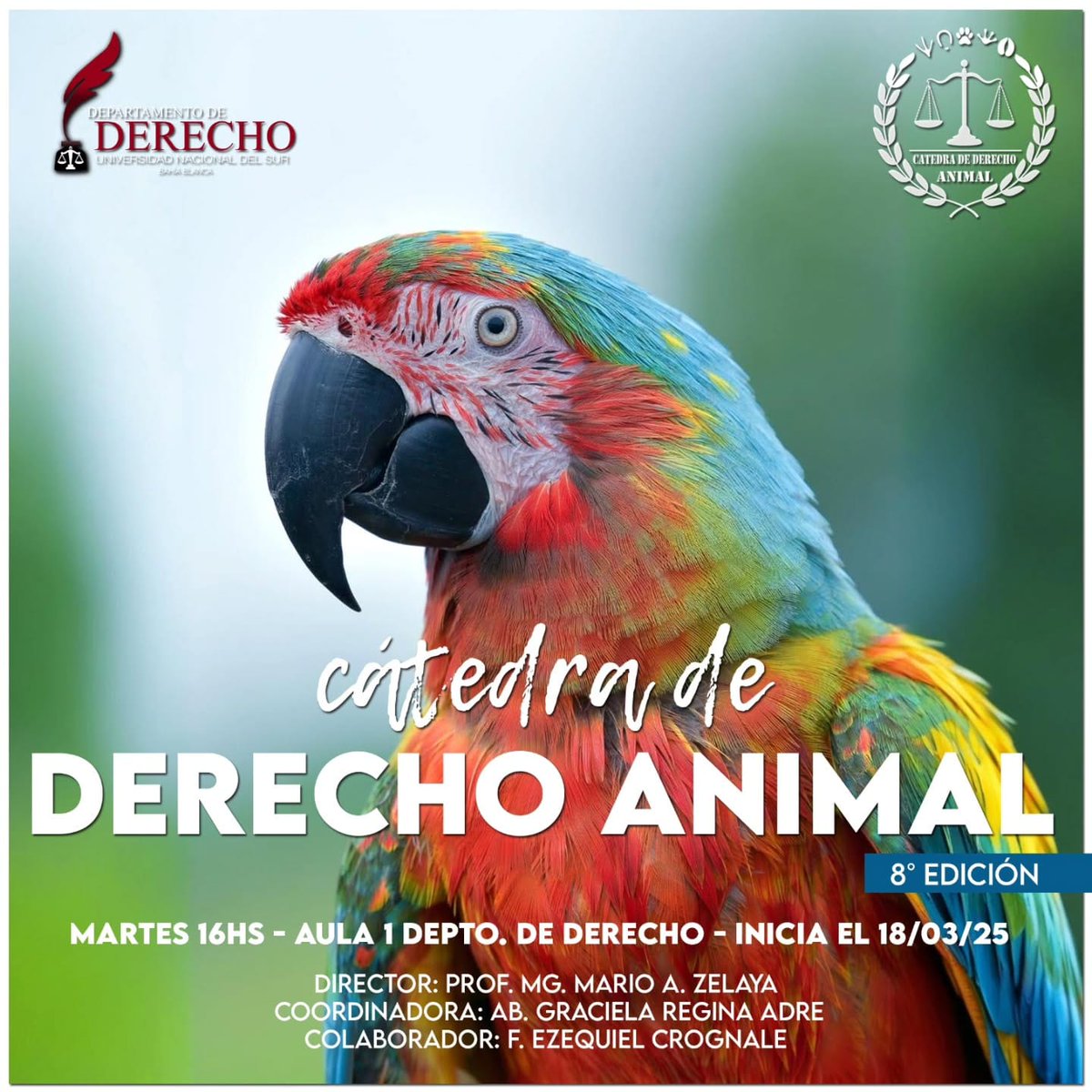 #Repost @catedradederechoanimal
El 1 de abril comienza la Cátedra optativa de Derecho Animal del Departamento de Derecho de la Universidad Nacional del Sur. Los esperamos.