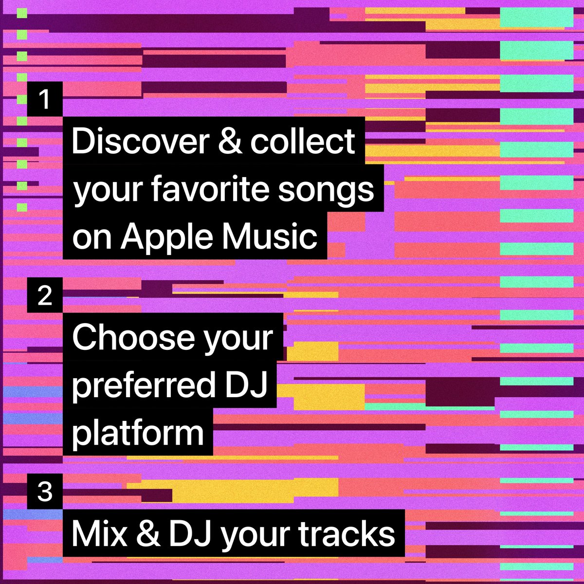 Mix and rehearse your own DJ sets, directly from your Apple Music library. Tap below to see how you can get started today. apple.co/DJwAM