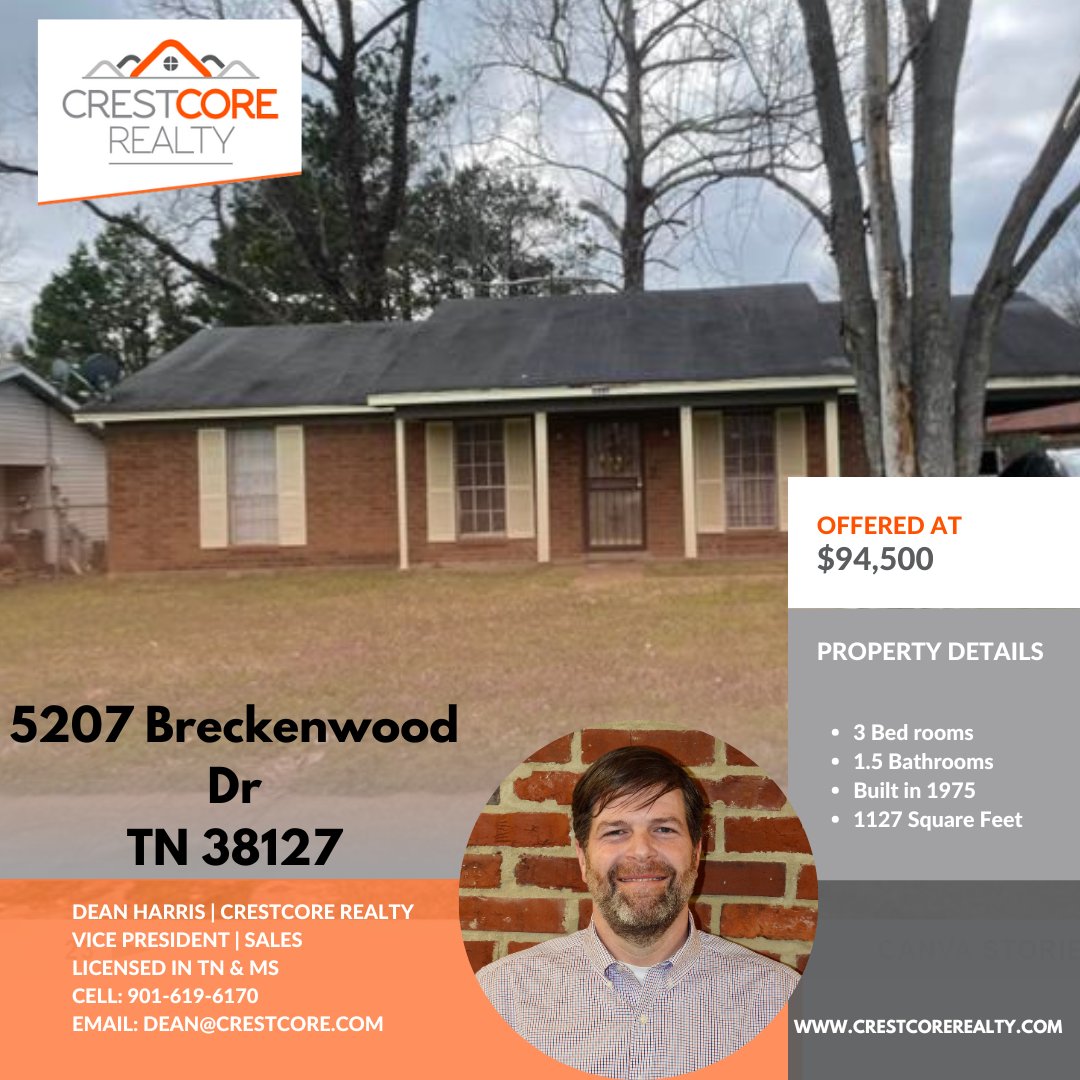 Fantastic investment opportunity in the Shelby area. This 3br/2 bath single-family home is in the 38134 area. 

#realestate #realestateinvestment #Justlisted #sold #broker #mortgage #homesforsale #ilovememphis #memphistennessee #Memphis