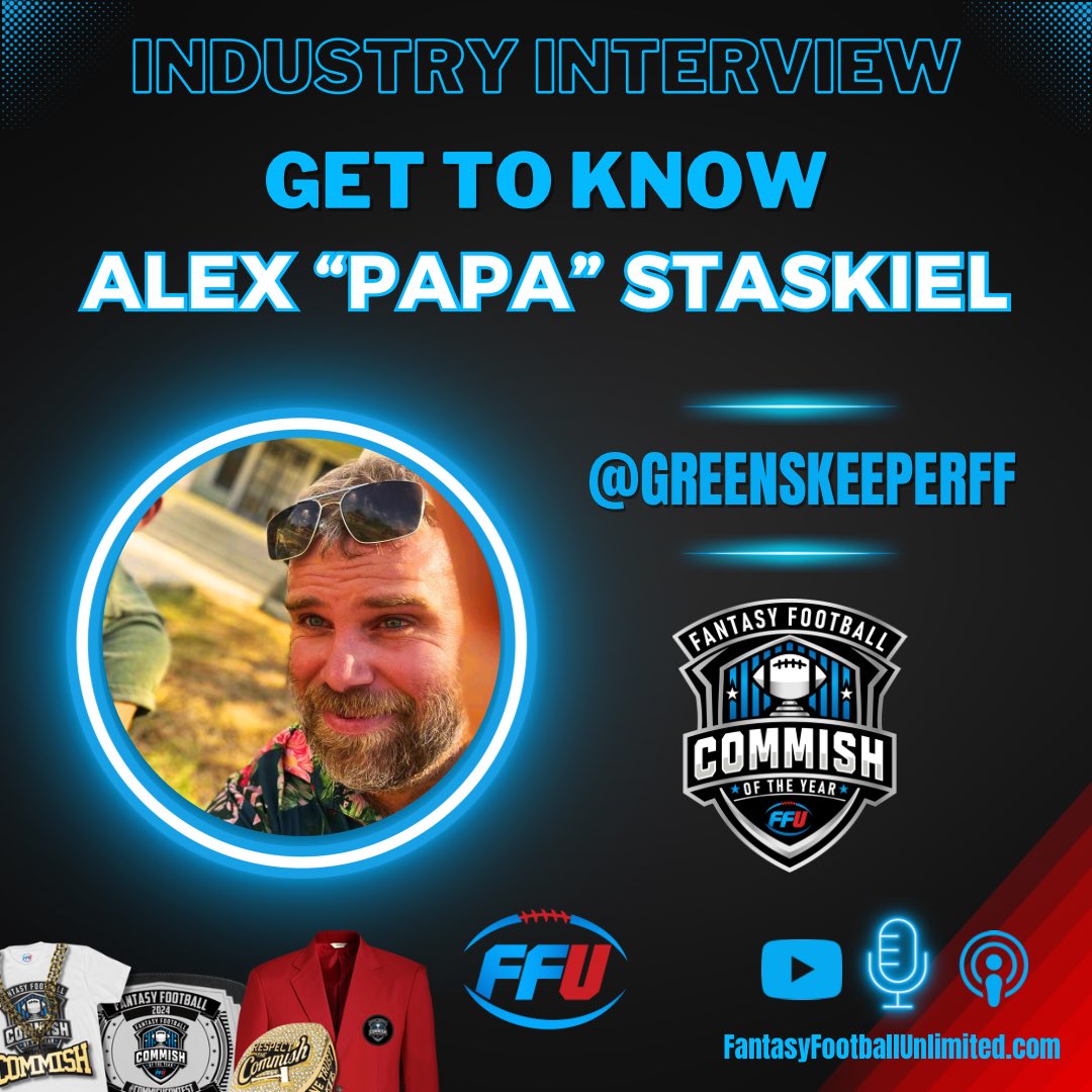 DrKJMurray's tweet photo. 🚨 New Episode Alert! 🚨

🎙️ Meet the Fantasy Football Commissioner of the Year, Alex “Papa” Staskiel!

We dive deep into the now legendary Greenskeeper Fantasy Football League @greenskeeperff, a league that goes way beyond stats & standings—built on connection, creativity, & unforgettable traditions. Papa shares his thoughts on…

🏆 @TrophySmack hardware
🌎 Destination drafts
⚖️ Unique rules & rituals
🤯 Wild league memories 
🔥 Commissioner best practices
🐠 Excitement for the opportunity to compete in #SFB15 thanks to his invite from @ScottFish24!

This is the episode to inspire your league!

🎧 Listen now: https://t.co/vg5FiHgcgS

📺 Watch now: https://t.co/8ALXUBCQlI

#FantasyFootball #CommishContest #CommissionerOfTheYear #LeagueGoals