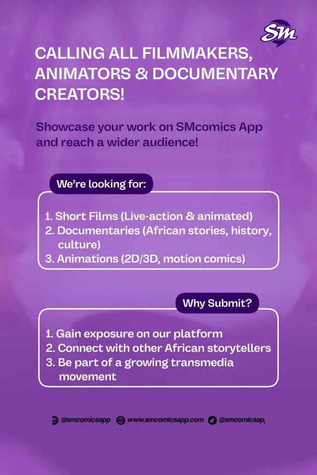 narraplushq's tweet photo. Filmmakers, animators & documentary creators; this is for you! 🎬✨ Showcase your work on SMcomics App and reach a wider audience.
Submissions are open! Send yours via our website (link in bio). 🚀
#SMcomics https://t.co/RfzvKLBUAo