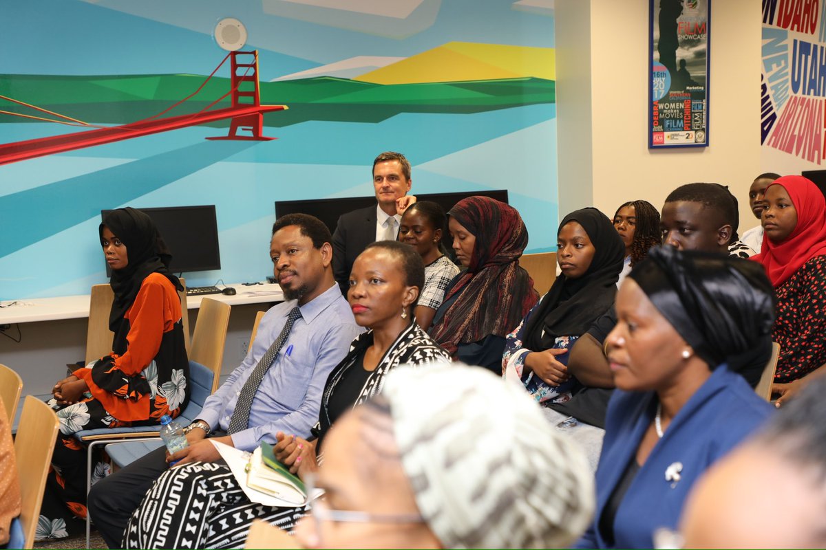 usembassytz's tweet photo. As Women’s History Month comes to an end, the U.S. Embassy’s American Center hosted a panel discussion titled Moving Forward Together: Educating & Inspiring Generations in Tanzania. Moderated by Hilda Phoya from Azam TV, the event featured distinguished panelists, all alumni of U.S. exchange programs: Felista Mauya, a human rights lawyer and the CEO of the Zanzibar Legal Services Centre; Prof. Irene Minja, a faculty member at the School of Dentistry at MUHAS; and Ms. Beatha Mkojera, an academician at Sokoine University of Agriculture. The discussion highlighted the pivotal role of education and mentorship in empowering future generations and fostering sustainable development.