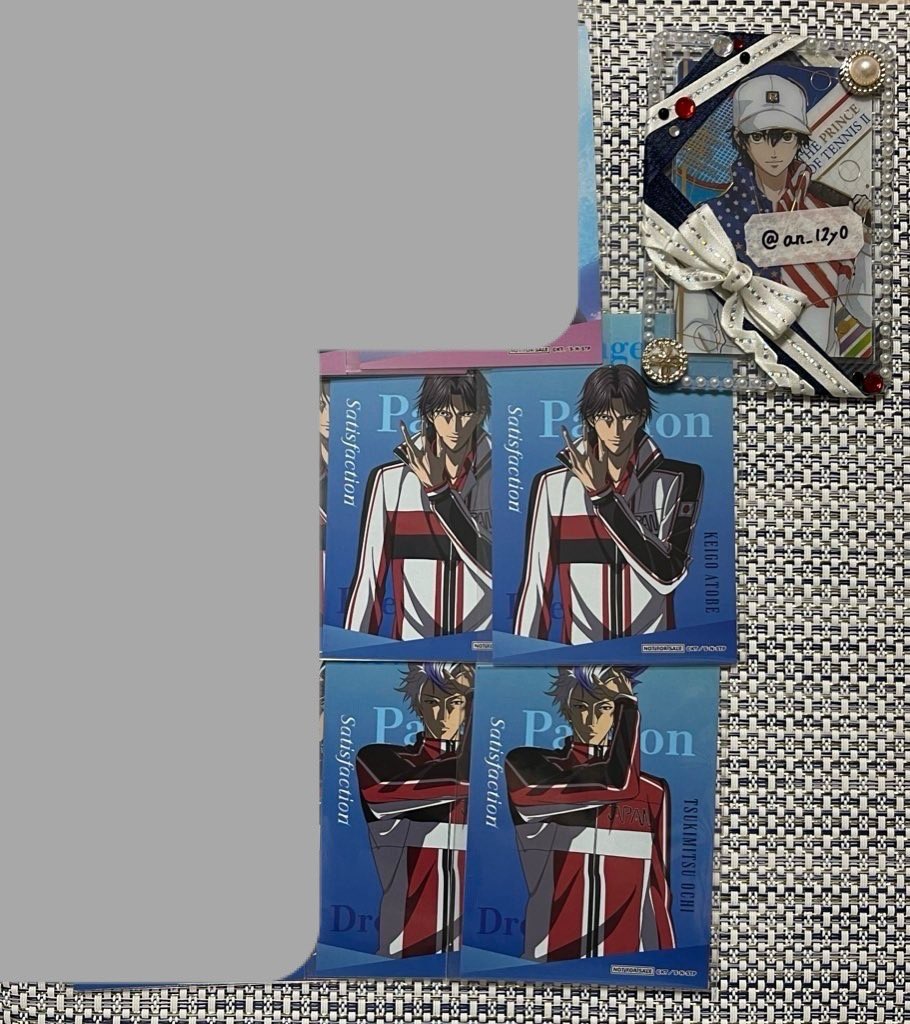 【交換】テニスの王子様 新テニ 500タイトル記念

譲）
アクリルリング：We Love TENIPURI
シャイニー缶バッジ：宍戸、佐伯、入江
ステッカー：跡部、越知 (各2枚)

求）
越前リョーマ 、リョーガ
アクリルリングはリョーマ(初回限定ver)希望

都内お手渡し＞郵送(ステッカーは2枚以上〜)希望です。