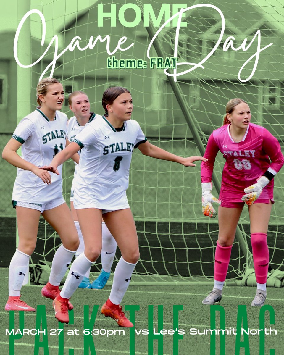 Staley Girls Soccer Fans (@staleysoccerfan) on Twitter photo It's <a href="/staleysoccer/">Staley HS Soccer</a> 1st Home Game Day of the YEAR!!!!
Today 6:30 pm vs Lee's Summit North
Theme: Frat #PackTheDAC
<a href="/SHSFalcons/">Staley High School</a> <a href="/TheNestSHS/">The NEST (SHS Student Section)</a> <a href="/SHSFalconClub/">Staley Falcon Club</a> <a href="/N2SportsStaley/">N2Sports Staley</a> <a href="/HSSoccerKC/">SoccerKC</a>
<a href="/LexieHopkins18/">Lexie Hopkins</a> <a href="/SophiaRamsey08/">Sophia Ramsey</a> <a href="/Macybirch08/">Macy Birch</a> It's <a href="/staleysoccer/">Staley HS Soccer</a> 1st Home Game Day of the YEAR!!!!
Today 6:30 pm vs Lee's Summit North
Theme: Frat #PackTheDAC
<a href="/SHSFalcons/">Staley High School</a> <a href="/TheNestSHS/">The NEST (SHS Student Section)</a> <a href="/SHSFalconClub/">Staley Falcon Club</a> <a href="/N2SportsStaley/">N2Sports Staley</a> <a href="/HSSoccerKC/">SoccerKC</a>
<a href="/LexieHopkins18/">Lexie Hopkins</a> <a href="/SophiaRamsey08/">Sophia Ramsey</a> <a href="/Macybirch08/">Macy Birch</a>