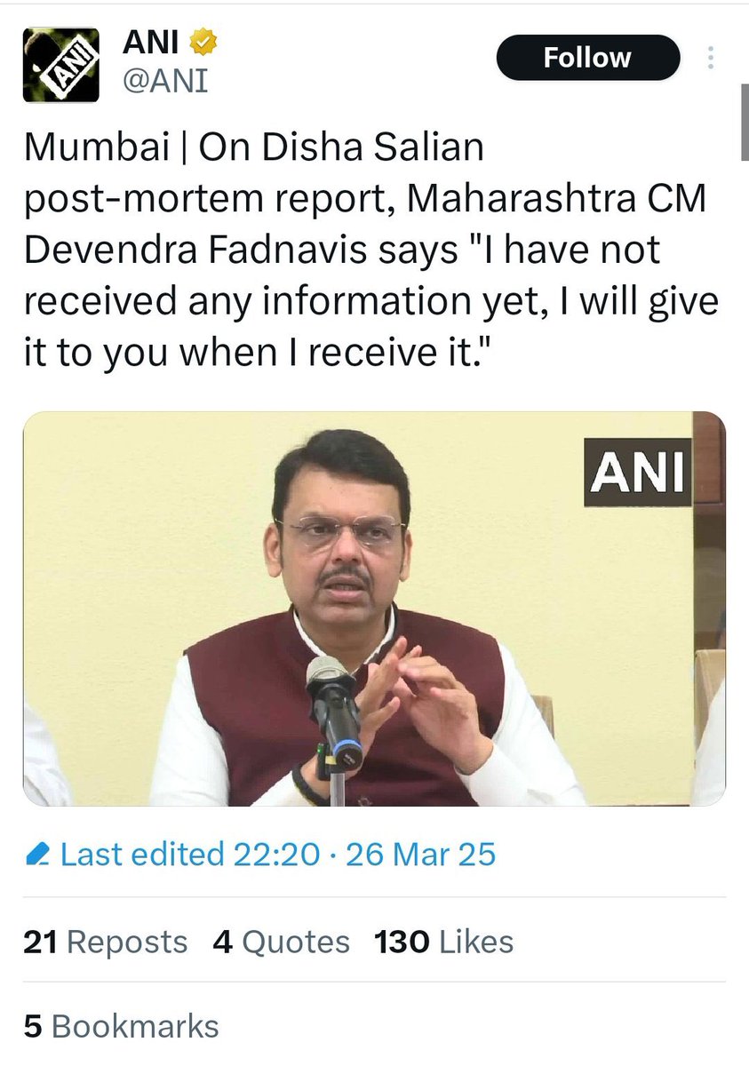 <a href="/Dev_Fadnavis/">Devendra Fadnavis</a> <a href="/narendramodi/">Narendra Modi</a> <a href="/fadnavis_amruta/">AMRUTA FADNAVIS</a> Haan. Ye Kar Lo Pehle!!!

Desh / Maharashtra To Chalta Rahega Yu Hi…

#DishaSalian Ke Case Ki To Koi Jaankari Hai Nahi Aapke Paas…

SIT To Kaha Chali Gayi… Ye Technology Use Karke Dhundna Padega!!! 

Aapse To Kuch Hoga Nahi…

Na Sushant Ke Case Mein Na Disha Ke Case Mein!
