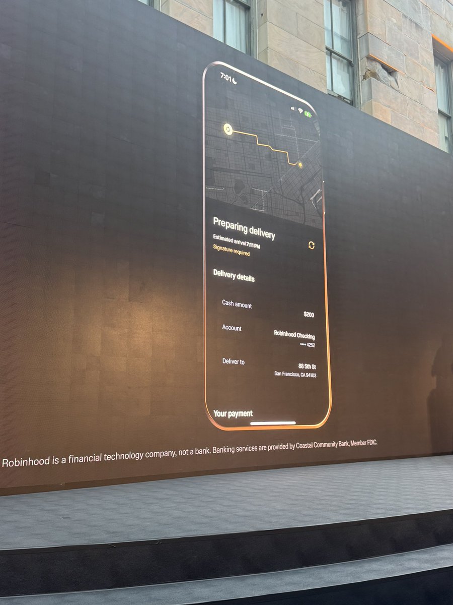xBitcoin_Teej's tweet photo. Robinhood will now send someone with cash to your door instead of you going to the ATM. 😂 https://t.co/Pgkw2Db3ih