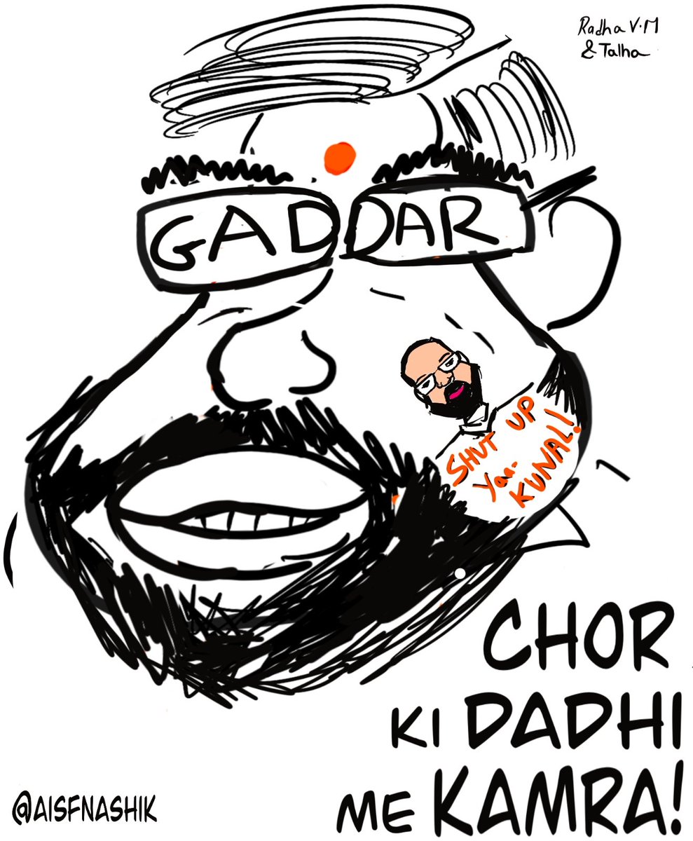 AISFNashik's tweet photo. Chor ki Dadhi me KAMRA!

#Gaddar #ThaneKiRiksha #KunalKamra #EknathShinde #RahoolKanal #Comedy #Standup #FreedomOfSpeech #Chor #Dadhi #AISF #Cartoon #aisfNashik #DevendraFadnavis #Constitution #Freedom https://t.co/fKj1uV16aq