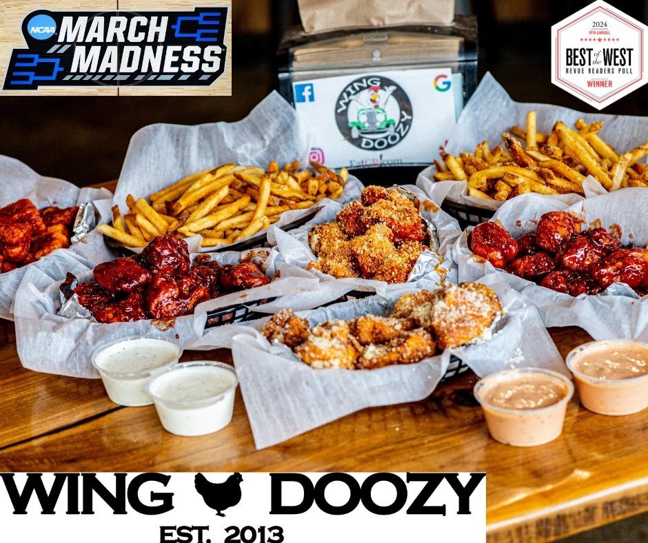 WingDoozy's tweet photo. Sweet 16 round just got sweeter at Wing Doozy!  Rally your squad for epic wings—fresh, boneless, and slathered in our award-winning sauces. Perfect bites for every clutch moment. Swing by, fuel up, and celebrate the madness with friends! #WingDoozy #Sweet16 https://t.co/tlqAGNRVXQ