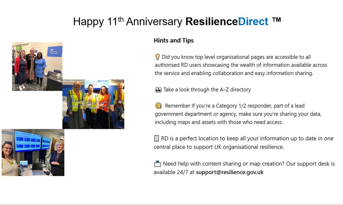 ResilienceDirect™ (@rd_gov) on Twitter photo Happy Anniversary <a href="/RD_Gov/">ResilienceDirect™</a> 🎂
👏 Thank you to all our users for your continuous support over the past 11 years. Happy Anniversary <a href="/RD_Gov/">ResilienceDirect™</a> 🎂
👏 Thank you to all our users for your continuous support over the past 11 years.