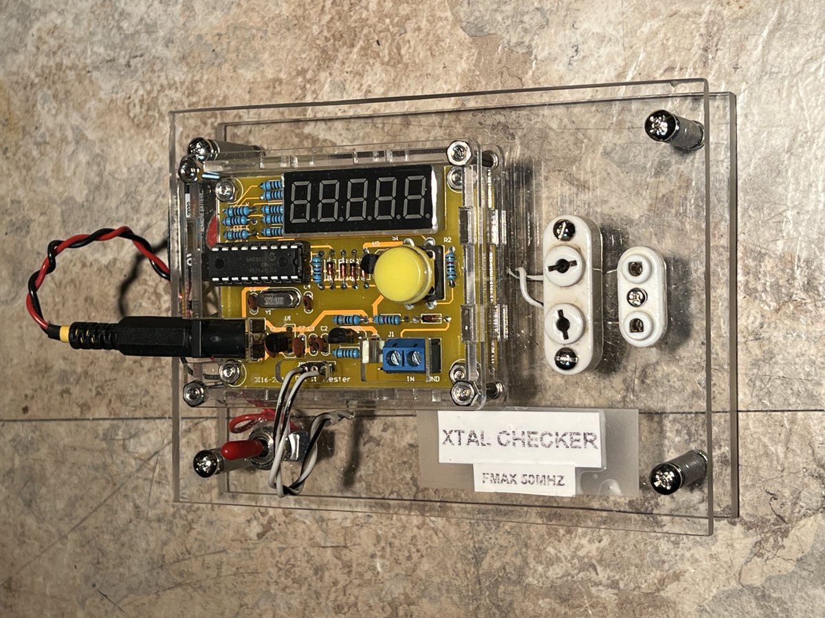 Jerry VE6TL Spring's tester for crystals from vintage World War 2 aircraft radios.  Home made!  Well done, Jerry !