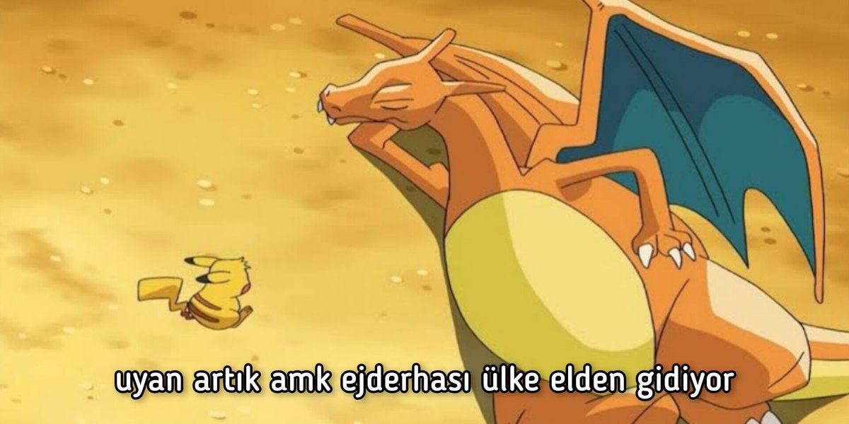 Pikachu, Charizard'ı derin uykusundan uyandırmaya çalışıyor