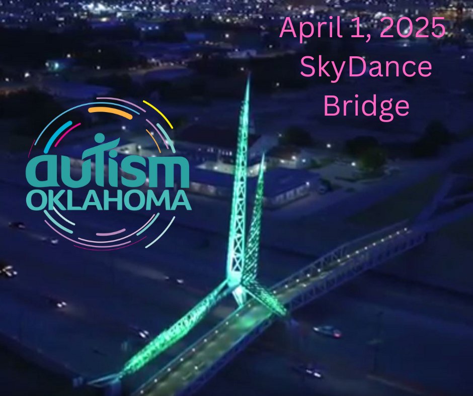 📷 Light Up the Skydance Bridge for Autism Awareness! 
📷 Stop by our tent for:
📷 Fun prize drawings
📷 Exclusive AutismOklahoma swag
📷 Date: April 1, 2025
📷 Location: Skydance Bridge, OKC located at Scissortail Park
📷 Time: 7:00 - 9:00 p.m.